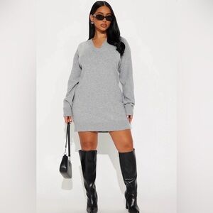 Fashion Nova Gray Sweater Dress